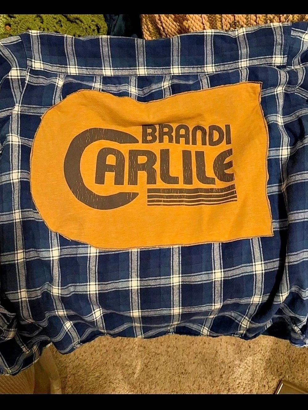 Brandi Carlile Plaid upcycled flannel Blue & White Size XL